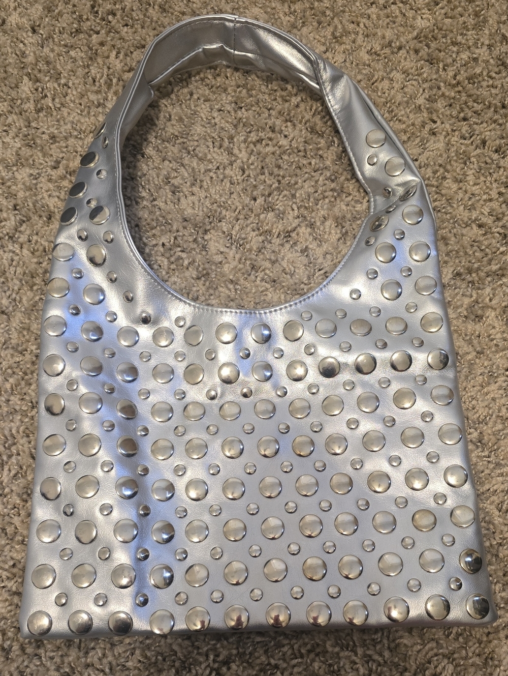 Silver Studded Hobo Shoulder Bag